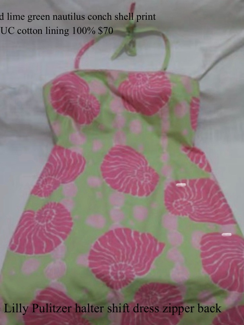 Lilly Pulitzer VINTAGE Lime Green and Hot Pink Nautilus Halter Dress